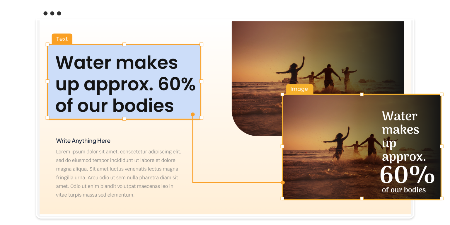 Slide with OCR demo: people running into the ocean, extracted text overlay, in a browser frame.