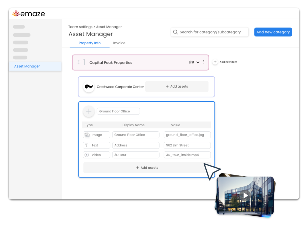 Adding real estate assets to the digital asset manager