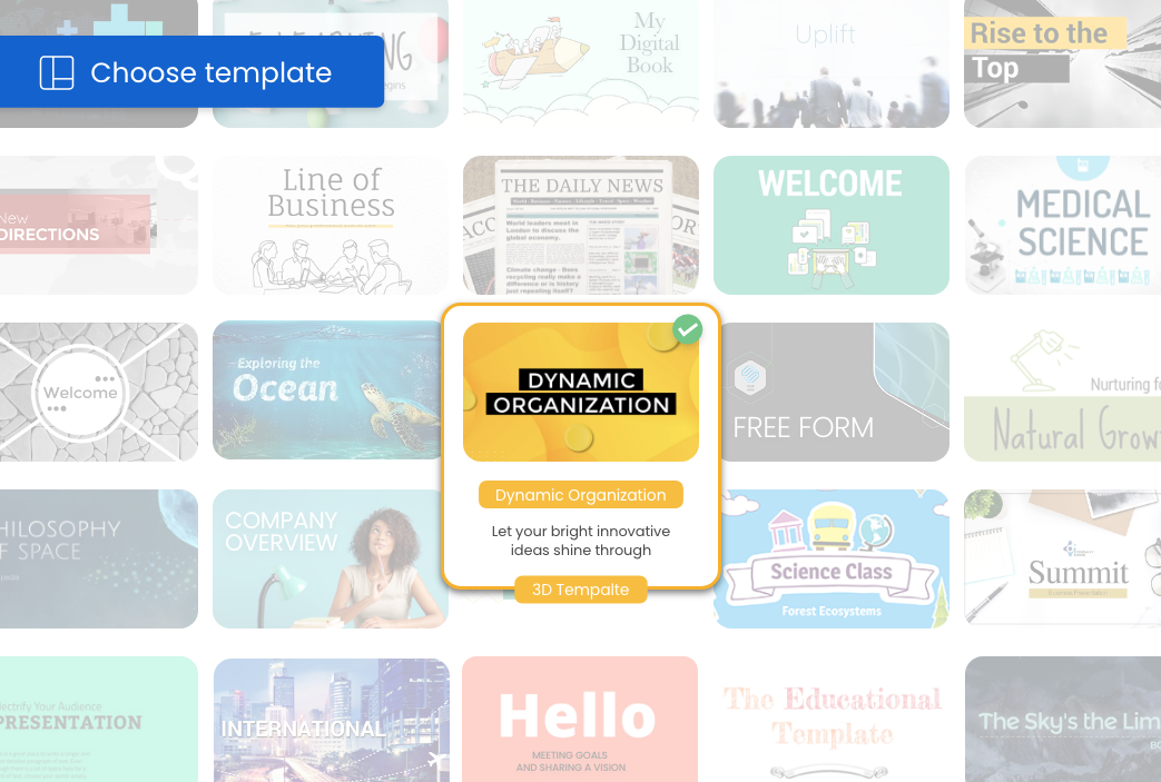 An assortment of presentation templates with the one being featured being a 3D presentation template.