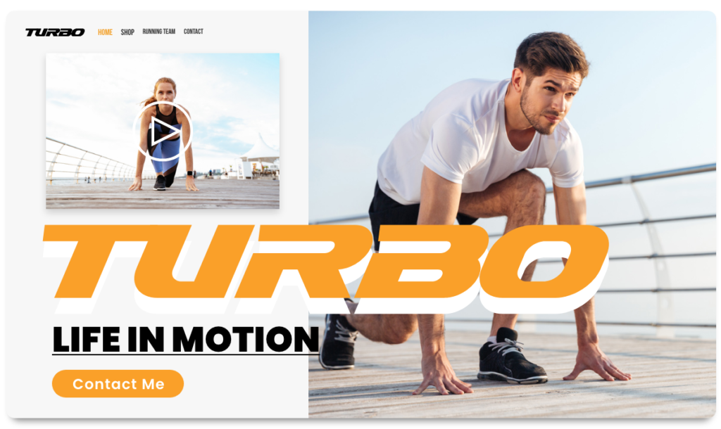 Personal websites for runners featuring a hero image of two runners about to take off